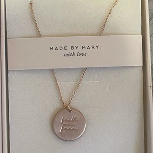 Made by Mary “Faith Over Fear” matte rose gold disc necklace